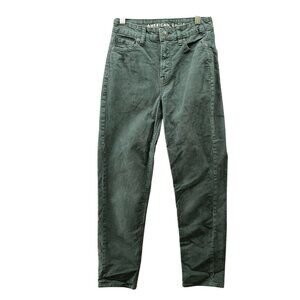 American Eagle Mom Straight Corduroy Jeans Womens 000 Short Green Stretch